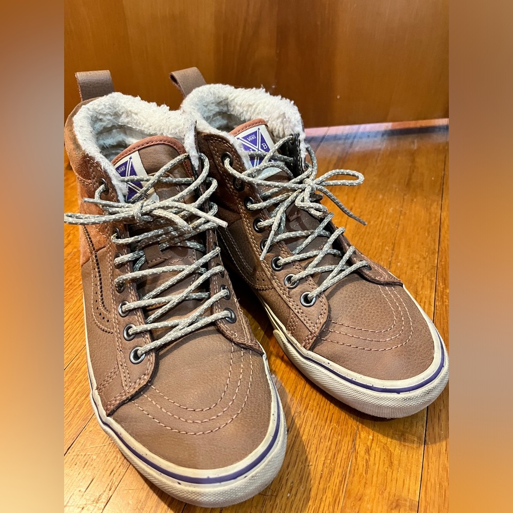 Vans x HB Leather & Purple Fur Lined High-top Shoes